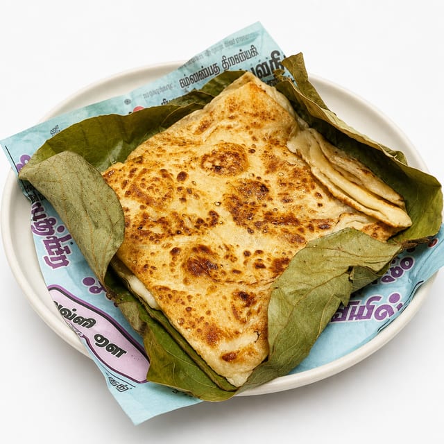 Treasure Paratha in Banana Leaf (Kizhi Porotta).